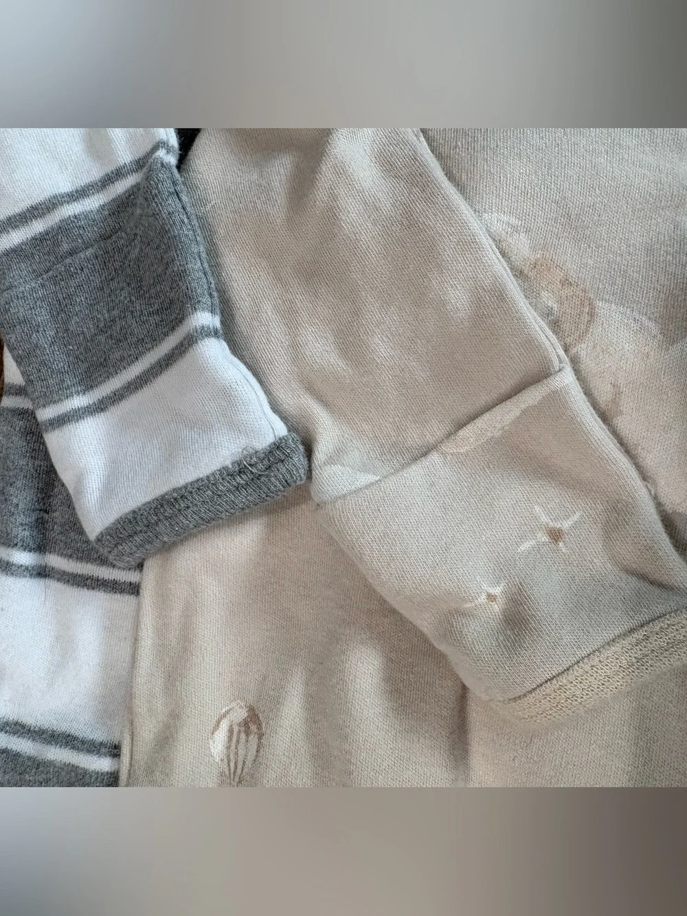 Burt's Bees Neutral Stripe and Cloud Footed One-Piece Set